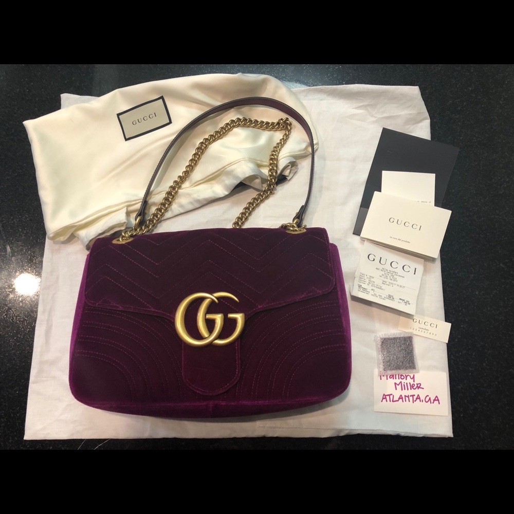 Authentic Gucci Marmont in Rubin Velvet -medium